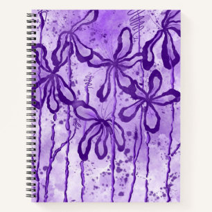 Cuaderno Flores De Tinta Abstracta Violeta Púrpura Lilies