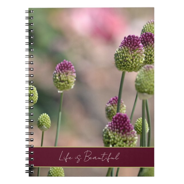 Cuaderno Flores de Trébol Verde Púrpura (Frente)