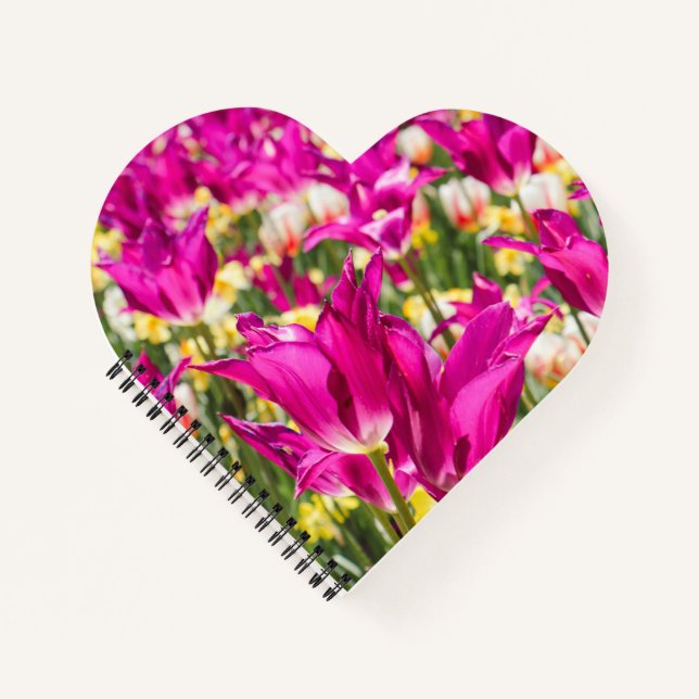 Cuaderno Flores de tulipán en Fuchsia (Anverso)