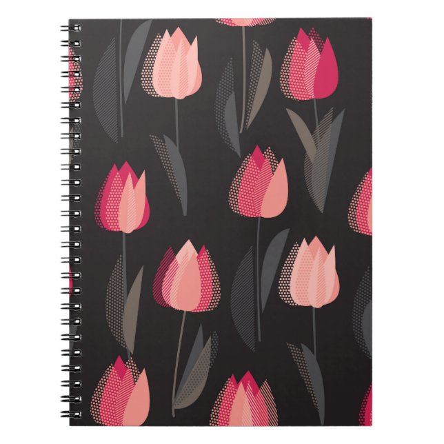 Cuaderno Flores de tulipán rojo abstracto moderno patrón si (Frente)