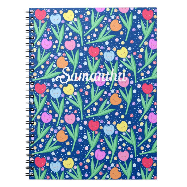 Cuaderno Flores de tulipanes coloridas (Frente)