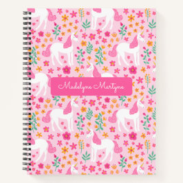 Cuaderno Flores de Unicornio Bonito Nombre Personalizado Ro