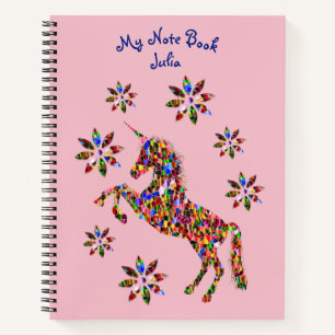 Cuaderno Flores de unicornio rosadas