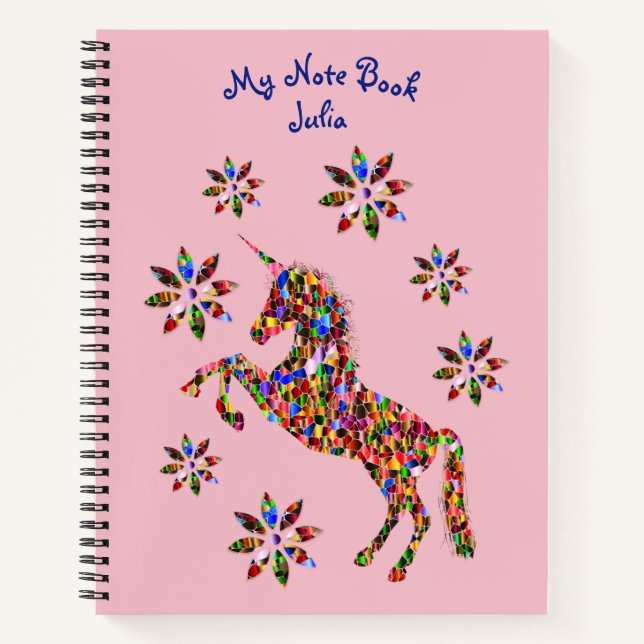 Cuaderno Flores de unicornio rosadas (Anverso)