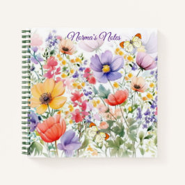 Cuaderno Flores de verano coloridas y personalizadas en Bon