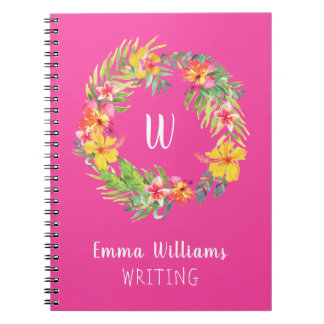 Cuaderno Flores de Wreath Monogramadas Tropicales