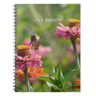 Cuaderno Flores de Zinnia Rosa Colibrí (mi fotografía)