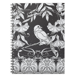 Cuaderno Flores decorativas Poster de Aves Nouveau