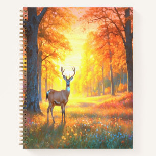 Cuaderno Flores del bosque y arte colorido de ciervos