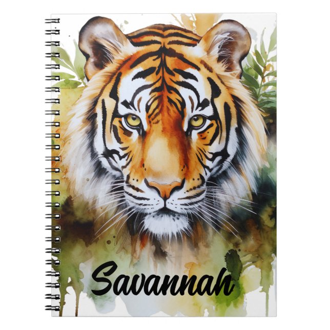 Cuaderno Flores del Pastel de Tigre Safari acuarela Savanna (Frente)