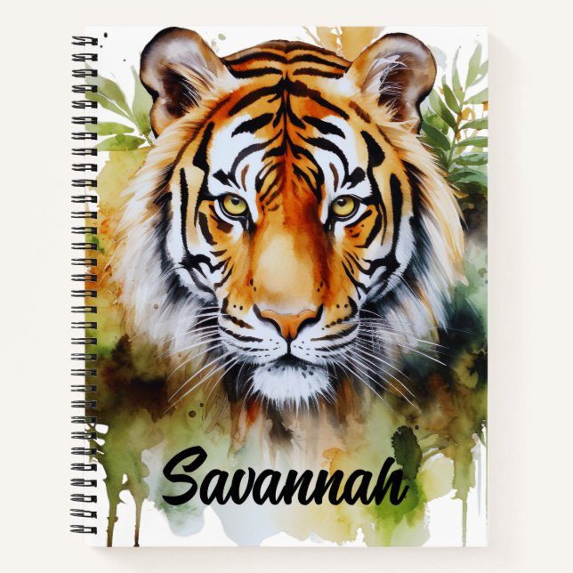 Cuaderno Flores del Pastel de Tigre Safari acuarela Savanna (Anverso)