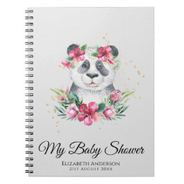 Cuaderno Flores del planificador de Baby Shower Boho Panda