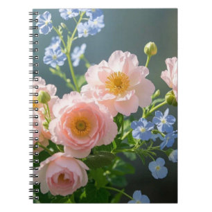 Cuaderno Flores delicadas rosa azul