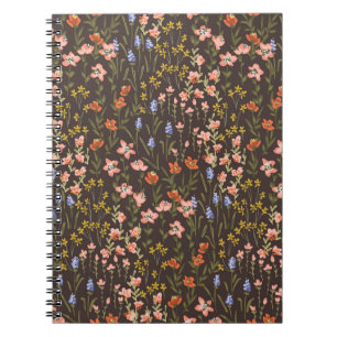 Cuaderno Flores Ditsy: patrón de flor de milla vintage
