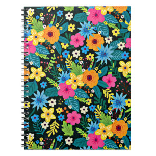 Cuaderno Flores Ditsy Vibrantes Diseño de Patrón Floral-437