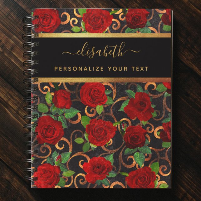 Cuaderno Flores doradas de lujo Moda elegante negro (Subido por el creador)
