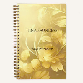 Cuaderno Flores doradas de yoga con nombre personalizado