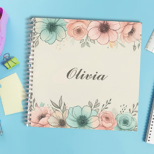 Cuaderno Flores Elegantes a la Acuarela con Estilo Esbozado