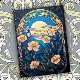 Cuaderno Flores Elegantes a la Luz de la Luna Art Nouveau
