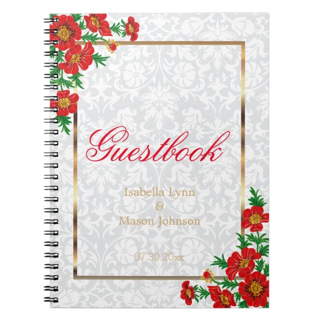 Cuaderno Flores elegantes de adormidera roja - Libro de vis (Frente)