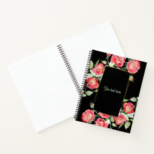 Cuaderno Flores en acuarela - Marco dorado 1 + tu texto
