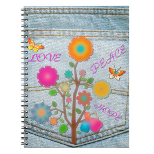 Cuaderno Flores en el Bolsillo Trasero de Mezclilla Paz Amo