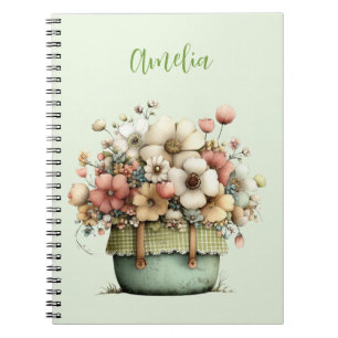Cuaderno Flores en Maceta Acogedoras y Lindas Shabby