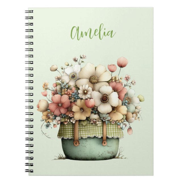 Cuaderno Flores en Maceta Acogedoras y Lindas Shabby (Frente)