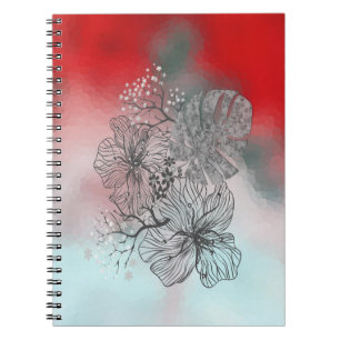 Cuaderno Flores esbozadas abstractas hojas gradiente floral