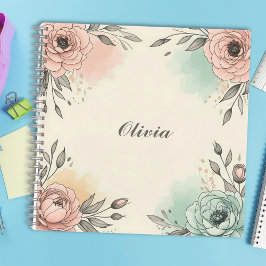 Cuaderno Flores Esbozadas Encantadoras en Acuarela