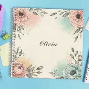 Cuaderno Flores Esbozadas Encantadoras en Acuarela