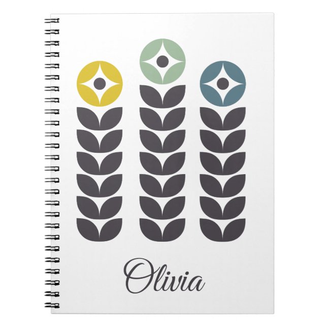 Cuaderno Flores escandinavas coloridas abstractas (Frente)