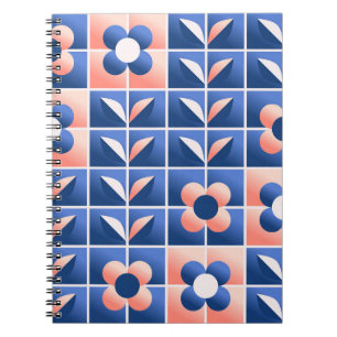 Cuaderno Flores estilizadas retro: patrón mosaico.