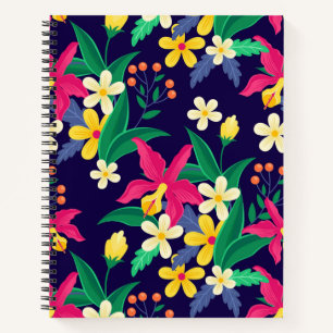 Cuaderno Flores Exóticas Coloridas Patrón de Hojas-23021