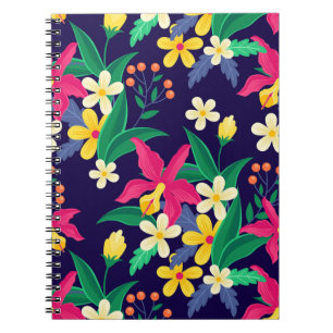 Cuaderno Flores Exóticas Coloridas Patrón de Hojas-23021