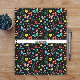 Cuaderno Flores finas mariposas pájaros flores coloridas