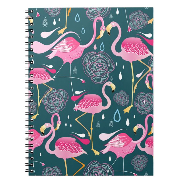 Cuaderno Flores Flamingos: Gráfica Oscura Sin Maravillas. (Frente)