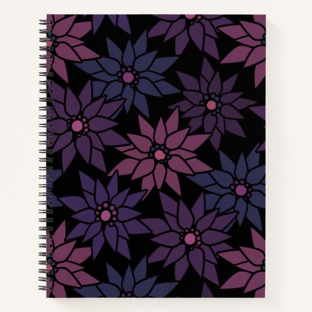 Cuaderno Flores florales abstractas personalizado romántico (Anverso)