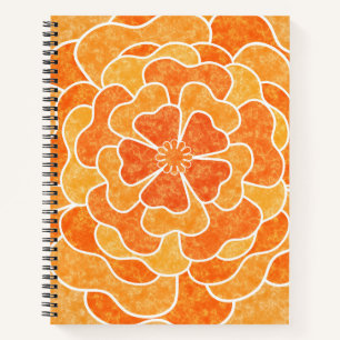 Cuaderno Flores florales abstractas sin igual color naranja