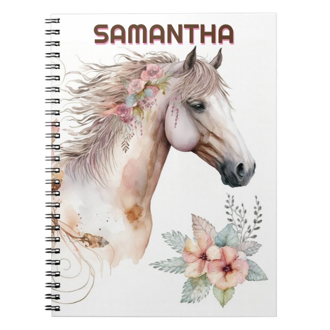 Cuaderno Flores florales de agua palomino caballo verano (Frente)