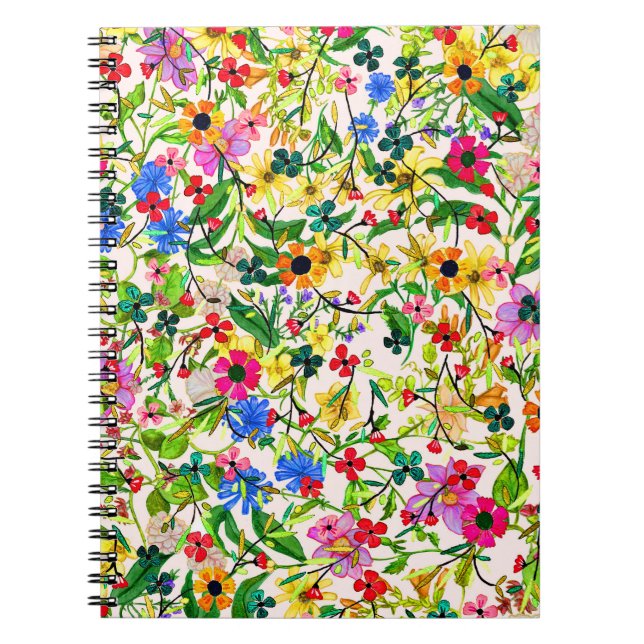 Cuaderno Flores florales de primavera alegres (Frente)