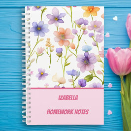 Cuaderno Flores Florales Multicolores Salvajes de Primavera