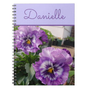Cuaderno Flores florales Pansy Púrpura Flor Primavera Flore