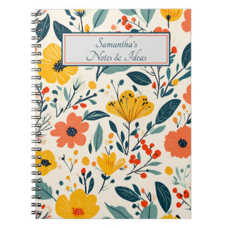 Cuaderno Flores florales pintadas a mano