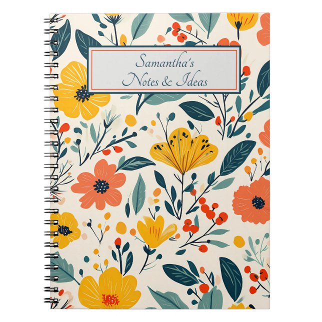 Cuaderno Flores florales pintadas a mano (Frente)