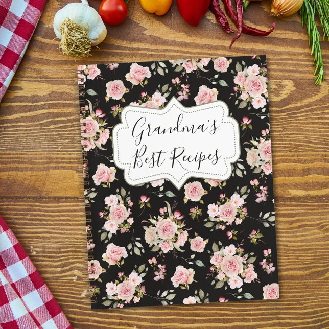 Cuaderno Flores Florales Rosa de Acuarela Receta de Abuela (In situ)