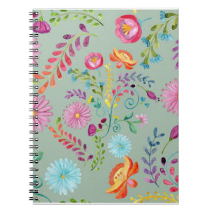 Cuaderno Flores folclóricas acuarelas - Personalizable