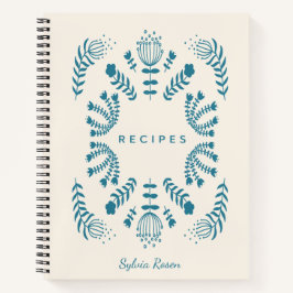 Cuaderno Flores folclóricas danesas azules verde azuladas r