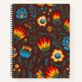 Cuaderno Flores folclóricas polacas Wycinanki Brown