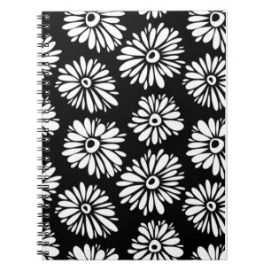 Cuaderno Flores Funky Negra y blanca